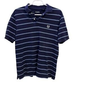 Chaps Polo Shirts Mens Small Short Sleeve Blue Striped Cotton